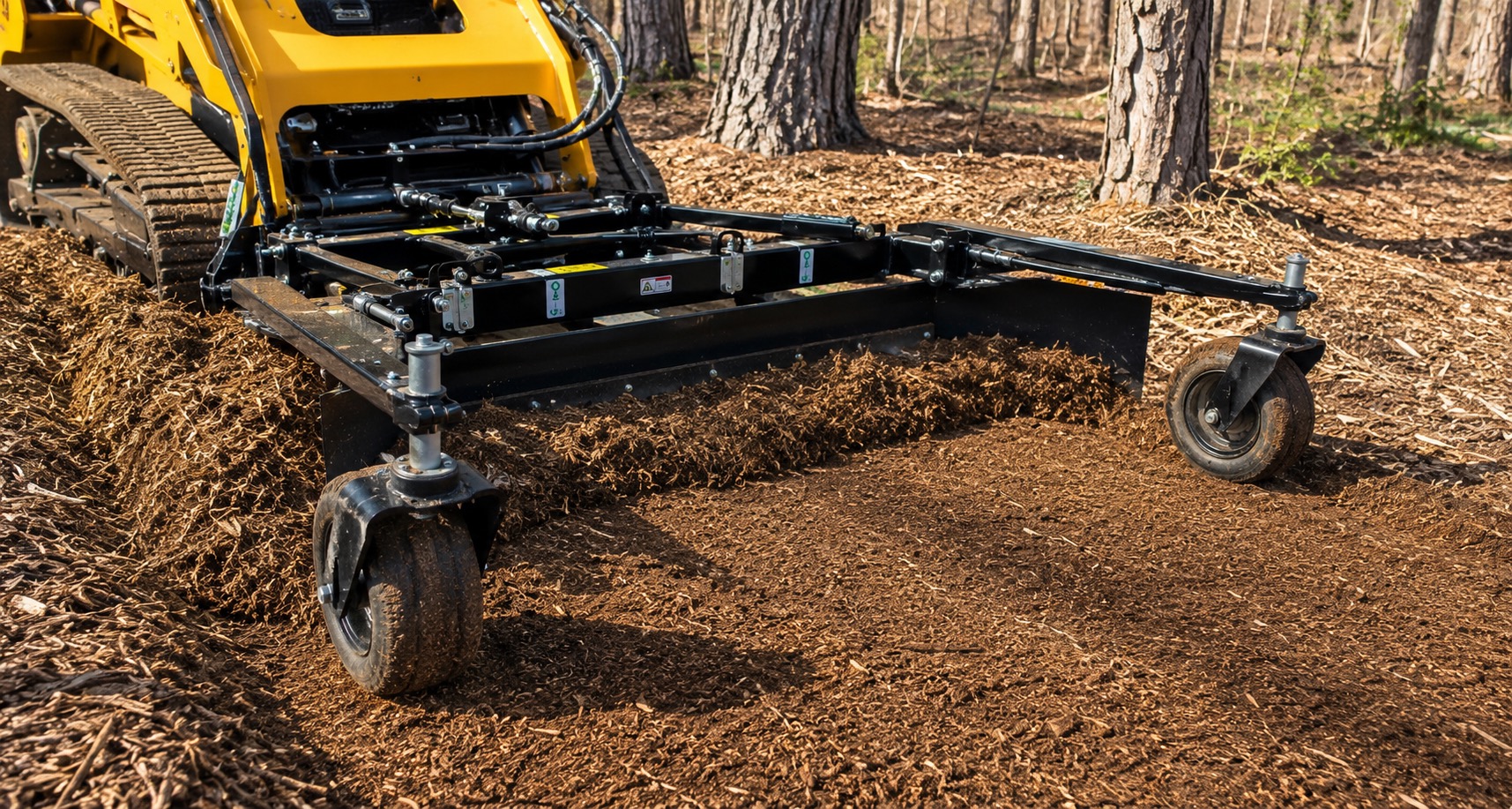 Harley rake attachment preparing cleared ground